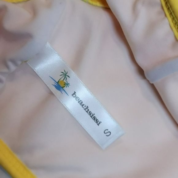 Beachsissi Bikini Cross Front Thong Bottom Yellow Green Women's Small S NWT - Picture 12 of 16